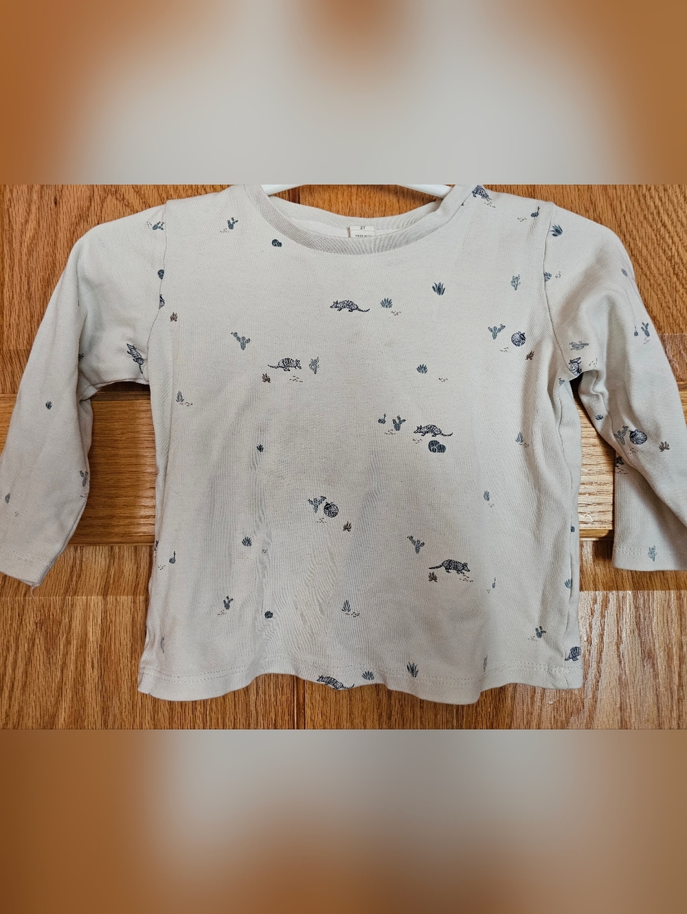 Colored Organics Cream Long-Sleeve Tee with Navy Animal Print 2T